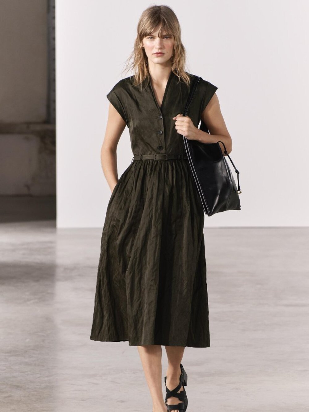 NEVER WORN - ZARA BELTED BROWN DRESS